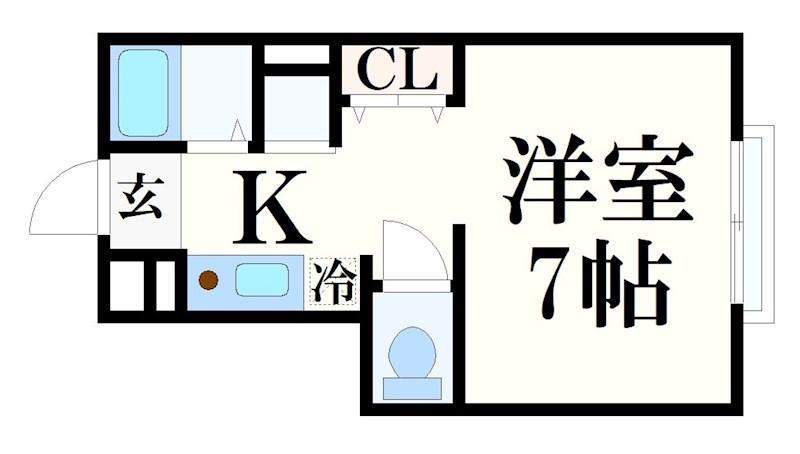 山陽電鉄網干線 山陽天満駅 徒歩16分 2階建 築6年(1K/1階)の間取り写真
