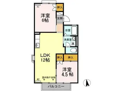 メモワールエル(2LDK/2階)の間取り写真