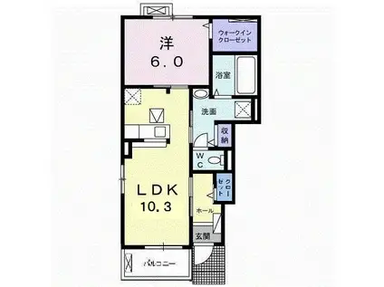 ラ・シオーネ(1LDK/1階)の間取り写真
