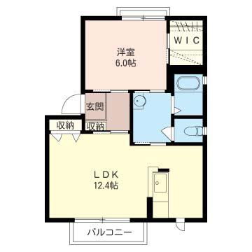 ヴェルドミールA(1LDK/2階)の間取り写真