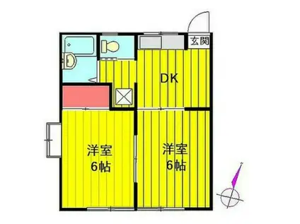 サンフラワーコーポ(2DK/2階)の間取り写真