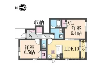 ストークス前島田1(2LDK/1階)の間取り写真