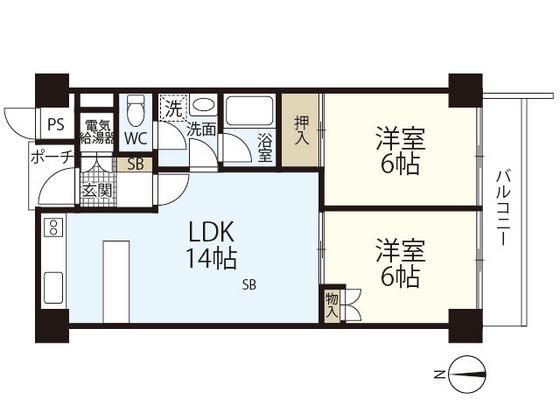 チュリス中町(2LDK/5階)の間取り写真