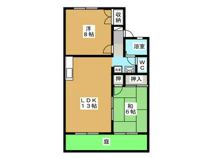 サンハイツ岩田(2LDK/1階)の間取り写真