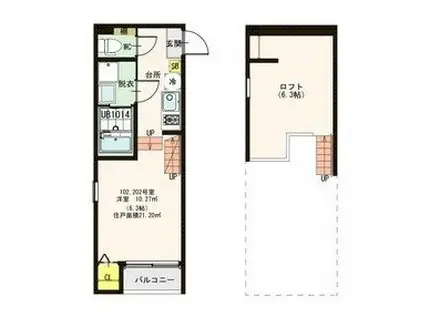 PROPSIII(1K/2階)の間取り写真