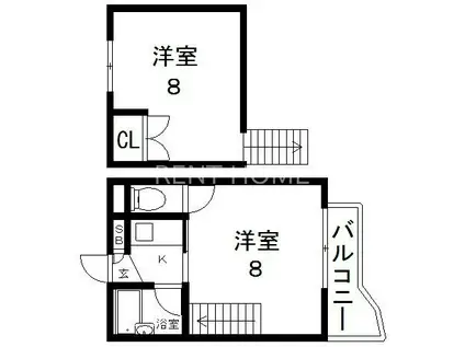 ベルジュネス(2K/5階)の間取り写真