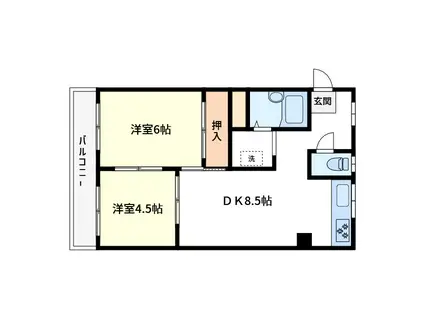 マイテックII(2DK/1階)の間取り写真