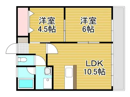 シャンポール国分(2LDK/1階)の間取り写真
