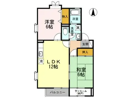 セジュール雅 B棟(2LDK/1階)の間取り写真