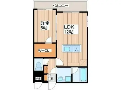 LUANA AIR RESIDENCE五橋(1LDK/1階)の間取り写真