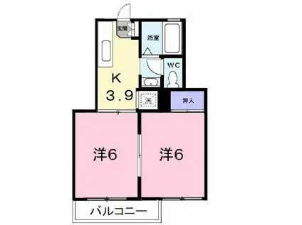 フレグランス高取山(2K/2階)の間取り写真