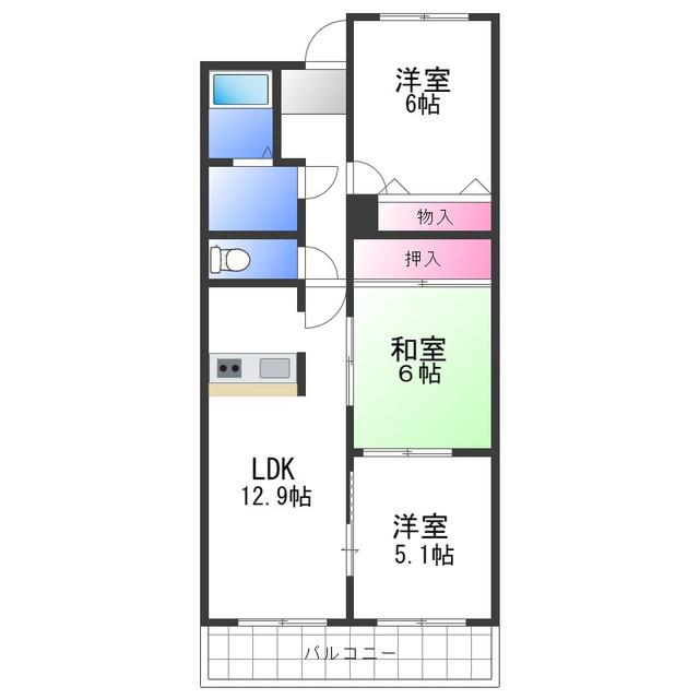 プルミエールI・K(3LDK/2階)の間取り写真