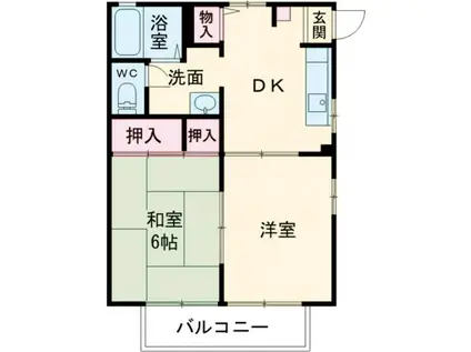 メゾンかわばたII(1LDK/1階)の間取り写真