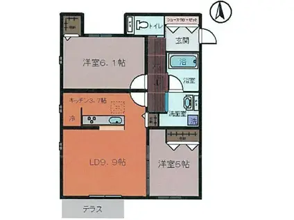 TレジデンスIII(2LDK/1階)の間取り写真