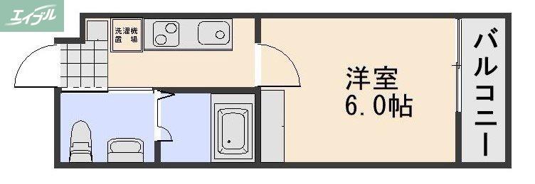 BLUE.RESIDENCE浜(1K/2階)の間取り写真