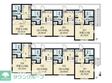 ラフィーネ上大岡IIB棟(ワンルーム/2階)の間取り写真