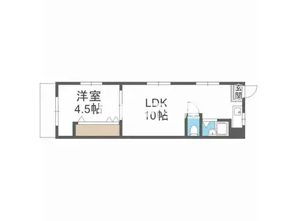 ハイツ濱 2号館(1LDK/1階)の間取り写真