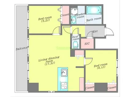チャコールウッドステージ(2LDK/5階)の間取り写真