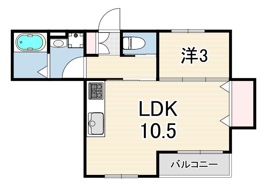 マノワールデルニエ(1DK/2階)の間取り写真