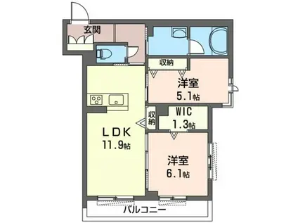 SHAMAISON グラン・シャリオ(2LDK/2階)の間取り写真