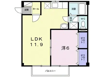 トラッド 木田谷III(1LDK/1階)の間取り写真