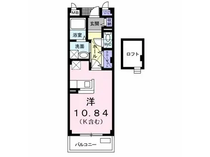 ヒル・プレッソ(1K/3階)の間取り写真