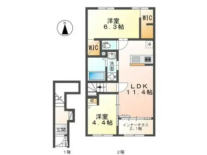 アーバンテラス(2LDK/2階)の間取り写真