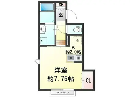 メゾンブランシュ(ワンルーム/1階)の間取り写真