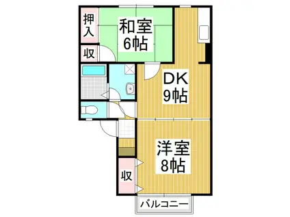 仁ハイツII(2DK/1階)の間取り写真