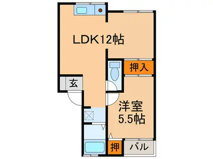 第22愛日ハイツ(1LDK/2階)の間取り写真