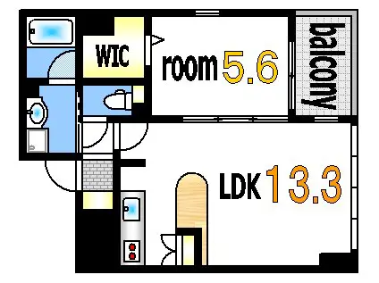 JEUNESSE翠町(1LDK/5階)の間取り写真