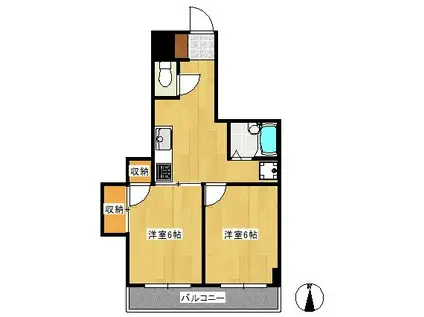 コーポエーリエル(2K/3階)の間取り写真