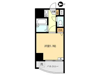 ラトゥール川口(1K/6階)の間取り写真