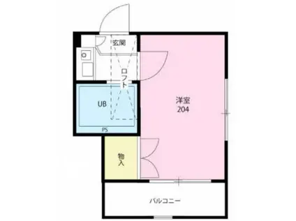 フォレストマツド(1K/2階)の間取り写真