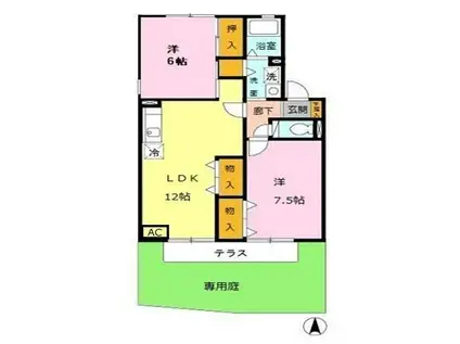 ラークハイムII(2LDK/1階)の間取り写真