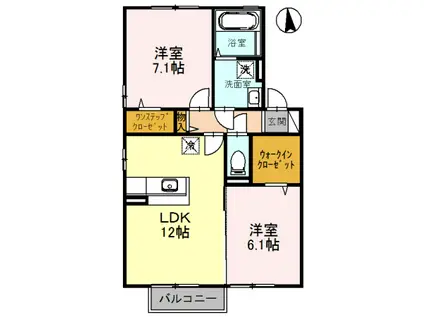 ムーンリットI A棟(2LDK/2階)の間取り写真