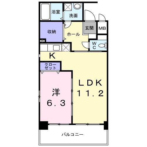 フォレスト陣原(1LDK/2階)の間取り写真