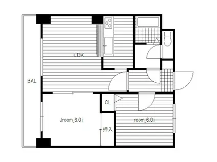 カルム箱崎東II(2LDK/2階)の間取り写真