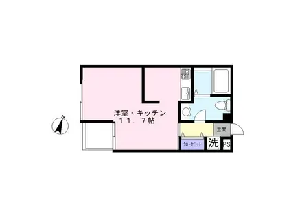 スフィア自由が丘(1K/2階)の間取り写真