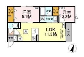 D-PRECIOUS高野台(2LDK/1階)の間取り写真