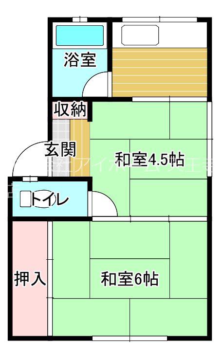 グリーンハイツ(2K/2階)の間取り写真