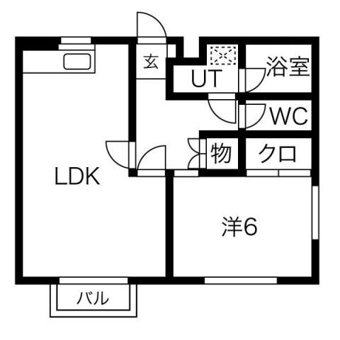 ハイツサニーヒル東棟(1LDK/1階)の間取り写真
