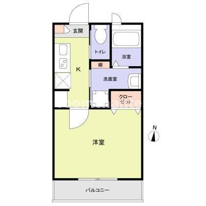 セレーノ西谷(1K/1階)の間取り写真