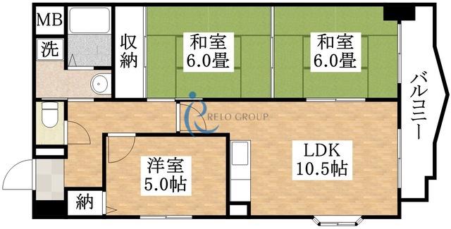 クレストサンシェル(3LDK/6階)の間取り写真
