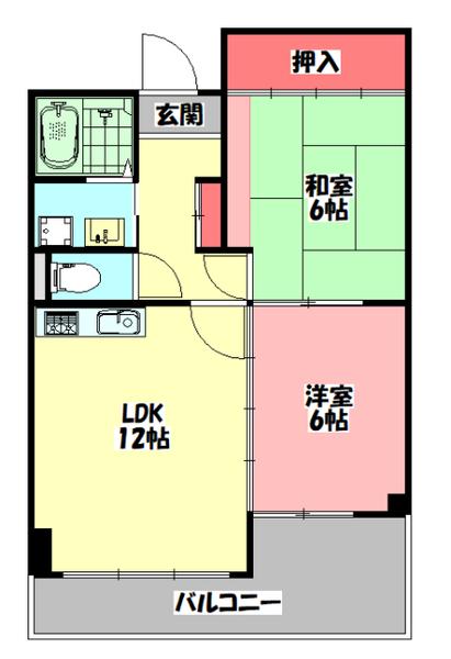 平安ハイツ(2LDK/3階)の間取り写真