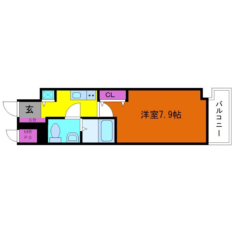 ヴェリテ三国(1K/4階)の間取り写真