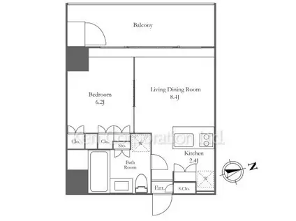 COTEAU MINAMI-AZABU(1LDK/4階)の間取り写真