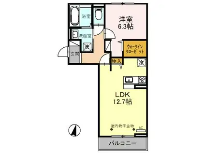 BLISS(1LDK/2階)の間取り写真