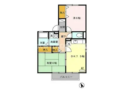 シャルマンコート(2DK/1階)の間取り写真