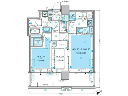 シティタワー新宿(2LDK/26階)の間取り写真